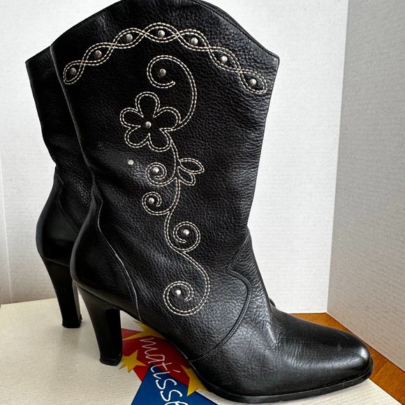 MATISSE | Black Western Boots Mid-Calf | Sz 8.5M - Picture 1 of 14